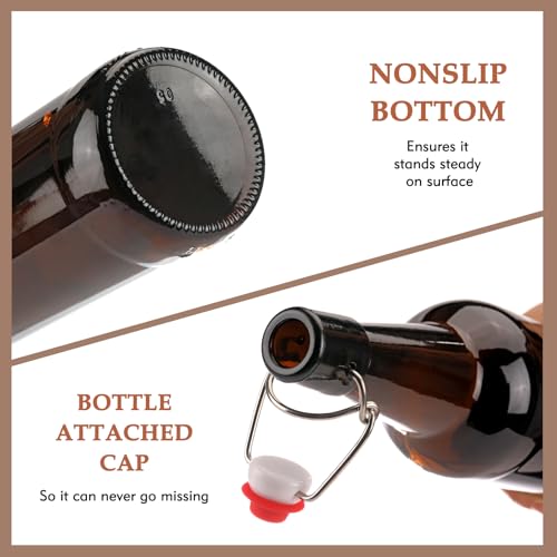 26 oz 4 Pack Amber Beer Bottles with Flip Caps with Swinging Top for Airtight Lids, Swing Top Glass Bottles for Home Brewing and Fermentation Kombucha, Vanilla Extract - size: 750ml