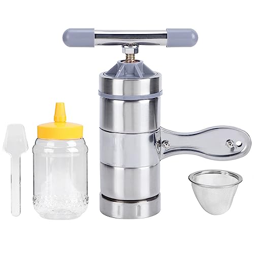 GLOGLOW Tools Stainless Steel Portable Honey Press Machine for Beekeeping with Stainless Steel Filter Handheld Honey Presser Manual Extractor Squeezer Gardening