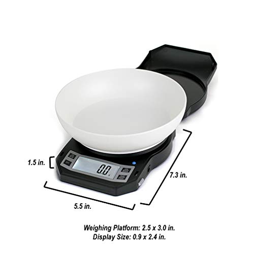 American Weigh Scales Precision Digital Kitchen Weight Scale, Food Measuring Scale with Bowl 3kg x 0.1g (Black), LB-3000 - size: 3000g x 0.1g