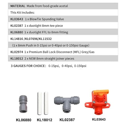 Blowtie Complete Kit (Diaphragm Spunding Valve) Homebrewing(Ball lock 0-15psi) - color: Ball lock 0-15psi