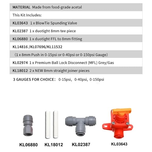 Blowtie Complete Kit (Diaphragm Spunding Valve) Homebrewing(Ball lock 0-40psi) - color: Ball lock 0-40psi