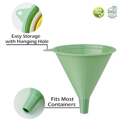 New Talent 3 Piece Plastic Funnel Set (Pastel Color) - Kitchen Funnels Pouring Spout - for Filling Bottles Water Liquid, Protein Powder, Food Grade Cooking, Drink, Paint, Lotion, Kids