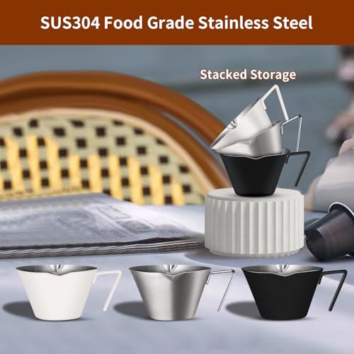 4 Pcs Stainless Steel Espresso Cups with Handle, Double Spout Metal Measuring Cup with Dual Scale, Espresso Shot Cup with V-Shaped Mouth, 3.4oz/100ml (Black) - color: 12_ Black 4pcs