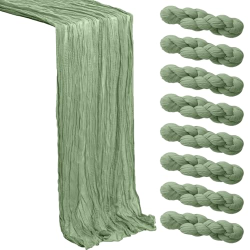 Sage Green Cheesecloth Table Runner 8 Pack, 21x120 Inch Spring Easter Gauze Table Runner-Rustic Cheese Cloth Runners for Wedding, Bridal & Baby Shower, Birthday Party, Farmhouse & Holiday Table Decor - color: Sage Green, size: 8Pack
