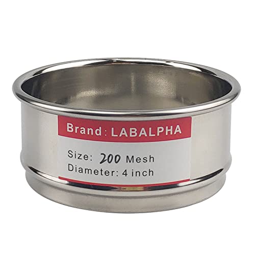 LABALPHA 200 Mesh Lab Sieves, Test Sieve #200 Mesh, 4'' Diameter, 304 Stainless Steel Wire Cloth (0.075mm) - size: 200 mesh (0.075mm)