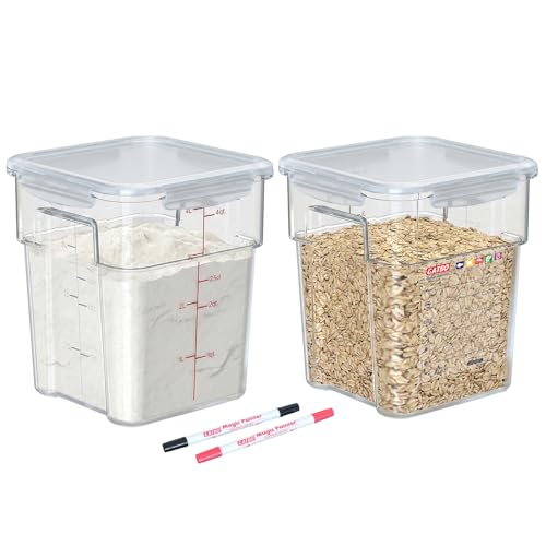 2 Pack 4 QT Airtight Commercial Food Storage Containers, Clear Food Storage Container with Built-In Labeling Area, Stackable for Coffee Beans, Sugar, Rice and Dry Goods, Tall Model - size: 2 X 4.0(QT)-Tall
