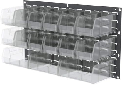 Akro-Mils 30235 AkroBins Plastic Storage Bins, Space-Saving Stackable Bins for Garage, Pantry, Craft Organization, 11" x 11" x 5", Clear, 6-Pack - color: Clear
