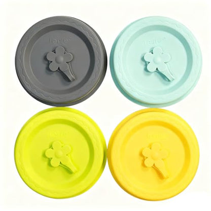 Silicone Mason Jar Lids with Straw Hole for Regular & Wide Mouth Jars | Regular and Wide Mouth Compatible, With Straw Hole, With Stopper,BPA Free,Dishwasher Safe - color: light color 4pcs