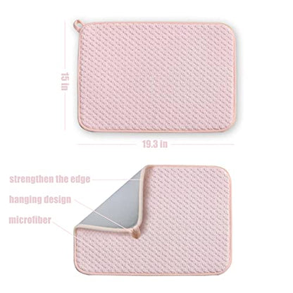 Pink Dish Drying Mats for Kitchen Counter, 2 Pack Dish Drying Mat Drying Pad, Dish Rack Drainer Mat, Kitchen Mat (Pink) - color: Pink