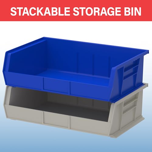 Akro-Mils 30255 AkroBins Plastic Storage Bins, Space-Saving Stackable Bins for Garage, Pantry, Craft Organization, 11" x 16" x 5", Clear, 6-Pack - color: Clear