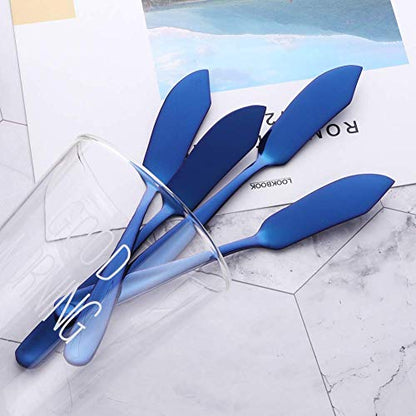 Stainless Steel 18/10 Cheese Desert Knives, Set of 4, Baikai Breakfast Butter Knife, Slicer Sandwich Spreader (Blue) - color: Blue