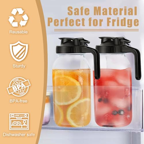 Mason Jar Pour Spout Lid for Wide Mouth Mason Jars, Mason Jar Pitcher Flip Cap Airtight Handle Lid, Leak Proof Seal Cover, Pack of 2 - color: 2 Pack