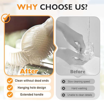 360° Flexible Silicone Bottle Brush with Long Handle, 2025 New Bottle Cleaning Brush, Deep Cleaning Brush for Narrow Neck Bottles, Water Bottles, Baby Bottles, Flasks Soft Bottle Brush (2PC) - color: 2pc