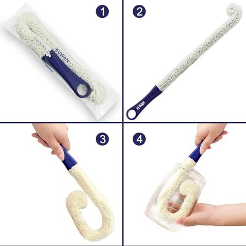 KUWAN Bottle Cleaning Brush Multi-Function Household Tools Flexible Bottle Scourer for Some Decanters, Goblets, Glasses, Cups (Long 3pcs) - color: Long-3pcs