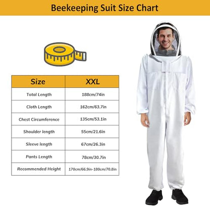 Cieex Bee Suit for Men Women, Beekeeping Suit Sting Proof, Beekeeper Clothing with Glove & Ventilated Hood for Beginner & Professional Beekeepers, Beekeeping Supplies (XXL for 5'7"-6'1")