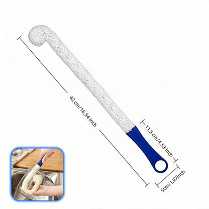 Long Bottle Brush Cleaner for Decanter and Water Bottle, 16 Inch Flexible Foam Cleaning Wand for Vases, Wine Glasses, and Glassware with Hanging Storage Design