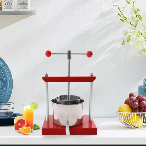 Cheese Tincture Herb Fruit Wine Manual Press,1.6 Gallon Manual Juice Maker,Stainless Steel Barrels Press Machine,Apple Grape Berry Vegetables Crusher Olive Oil Cider Wine Making Press,Honey Presser - size: 1.6