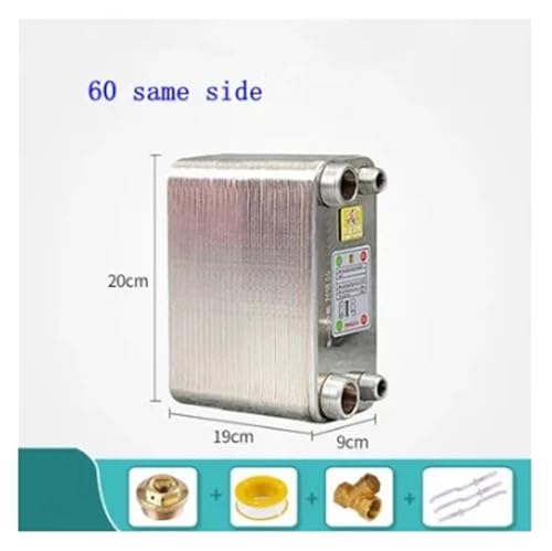 24/32/38 Plates Heat Exchanger Beer Wort Chiller Cooler 304 Stainless Steel 1/2 for Home Hot Water(60 Same Side) - size: 60 Same Side