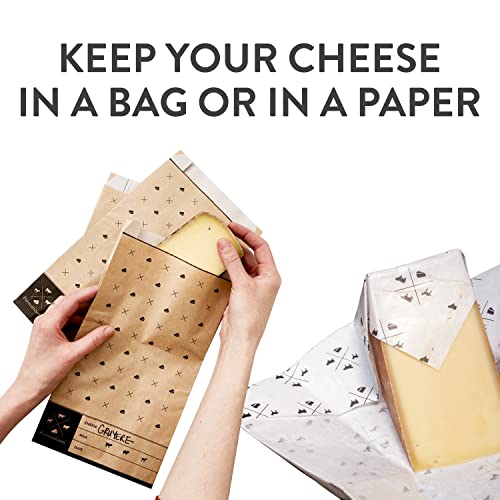 Formaticum Cheese Storage Bags with Storage Paper & Adhesive Labels - Wax Paper Bags & Paper - Cheese Paper for Wrapping Cheese - Porous Brown Paper Bags 6 x 11 (75 x Bags, Sheets & Labels)