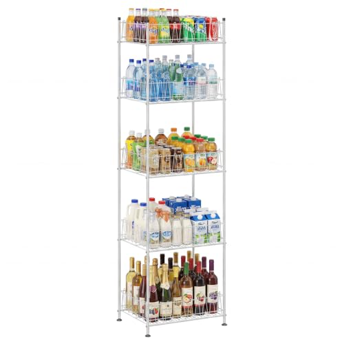 Water Bottle Organizer 5 Tier Water Bottle Storage Rack Beverage Organizer for Pantry, Metal Bottled Water Drink Holder, Large Capacity Soda Can Organizer for Kitchen Party - color: Silver