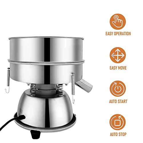 Automatic Powder Sifter Machine, 30 Mesh 50 Mesh Stainless Steel Sieve Shaker, 110V Vibrating Sifter for Flour & Powder, 2 Screens Included - size: Automatic Powder Sifter Machine (30+50 mesh)