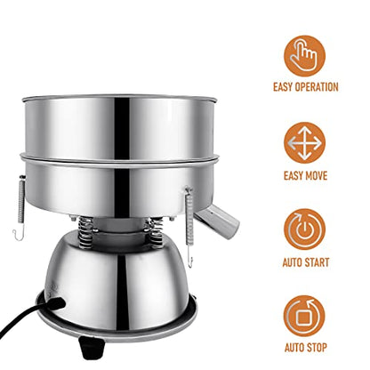 Automatic Sieve Shaker Machine, 110V Stainless Steel Vibrating Sifter with 40 & 60 Mesh Screens for Flour & Powders - size: Automatic Powder Sifter Machine(40+60 mesh)