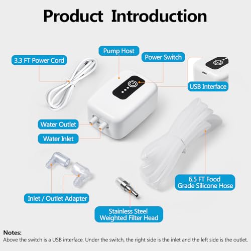 Portable Food Grade USB Electric Auto Siphon self priming Pump for bottling Home Brew Wine,Beer,Beverages and Kombucha,Rechargeable Wine Transfer Pump Kit with 6.5 Feet hose,No Mess Leak 2L/min