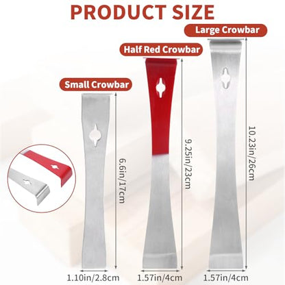 3 Pcs Stainless Steel Pry Bar Set, 3 Sizes Mini Flat Pry Bar Multipurpose, Trim Puller Tools, Bee Hand Hive Tool Scraper, Beekeeping Equipment Tool Set for Scraping Pulling Lifting Remodel