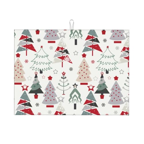 Beautiful Christmas Tree Dish Drying Mat For Kitchen Counter, Super Absorbent Microfiber Dish Drying Pad, Kitchen Gadgets For Easy Clean Multi-Use Large 18"x24" - color: Beautiful Christmas Tree
