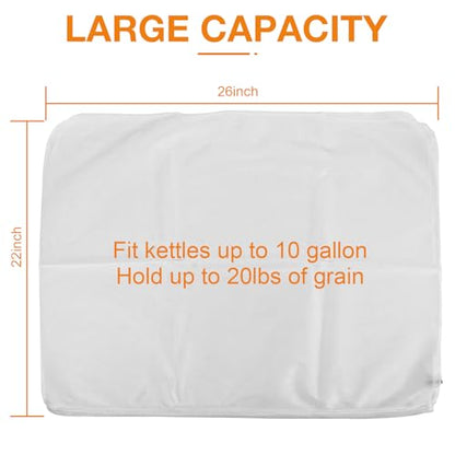 Brew Bags Reusable Strainer Bag 2 Pack 26"X22", 125 Micron Fine Mesh Strainer for Beer, Wine, Jam, Cider or Juice Making, Filter Bag with Adjustable Drawstring Brewing Supplies Homebrewing Equipment