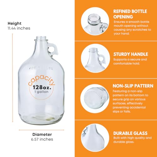 FastRack Glass Water Bottle Includes 38 mm Polyseal Cap, 1 gallon Capacity, Clear - size: 1 Count (128 oz per bottle)