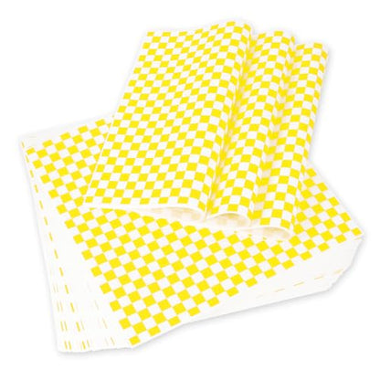 100pcs Deli Paper Sheets 12x12", Premium Food Basket Liners, Grease Resistant Wax Paper Sheets for Food, Classic Checkered Sandwich Wrapping Paper (Yellow & White) - color: Yellow & White