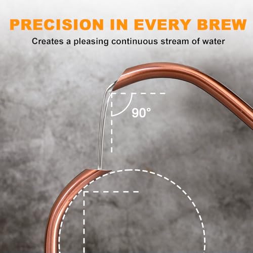 Nueve&Five Electric Gooseneck Kettle with Thermometer, 1.0L Pour Over Hot Water Kettle for Coffee and Tea, 1000W, Auto Shutoff, Boil-Dry Protection,Copper - color: COPPER
