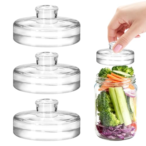 3Pcs Fermentation Glass Weights for Wide Mouth Jars - Pickle Bottles with Sealing Lids for Efficient Fermenting - Durable, Transparent Fermenting Lids and Weights for Sauerkraut, (C Cylinder) - size: C Cylinder