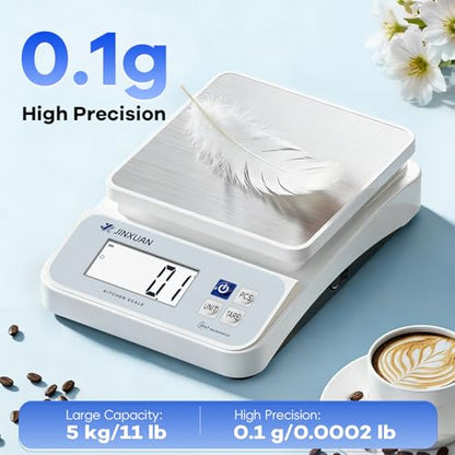 Digital Kitchen Scale 11lb/5kgx0.1g Waterproof Food Scales for Kitchen Rechargeable Food Weighing Scale with LCD Display, Large Food Scale Grams and Ounces for Baking, Cooking, Weight Loss, Meal Prep - color: Blue