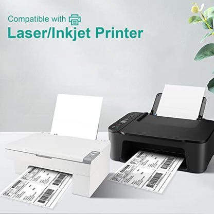 MFLABEL Half Sheet Shipping Labels - 100 Self Adhesive Sticker Sheets for Laser & Inkjet Printers, Waterproof & Smudge-Free, with 12 Free Fragile Labels for Packaging, Shipping and Crafting - size: 8.5" x 5.5" (2-up), style: 50 Sheets