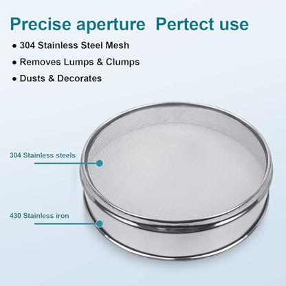 304 Stainless Steel Mesh Lab Sieve, 40 Mesh (0.45mm) Aperture Test Sieve, 7.9Inch(20cm) Diameter Economy Standard Analysis Sample Test Sieves for Industrial Laboratory Homes - size: 40Mesh(0.45mm)/Ф7.9in
