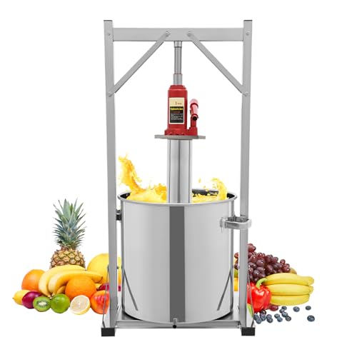 Fruit Wine Press, 36L/9.51Gal Stainless Steel Hydraulic Jack Press Extractor, Manual Juice Maker, Wine Making Equipment Manual Press Machine for Wine and Juice Making - size: 36L/9.51 Gal