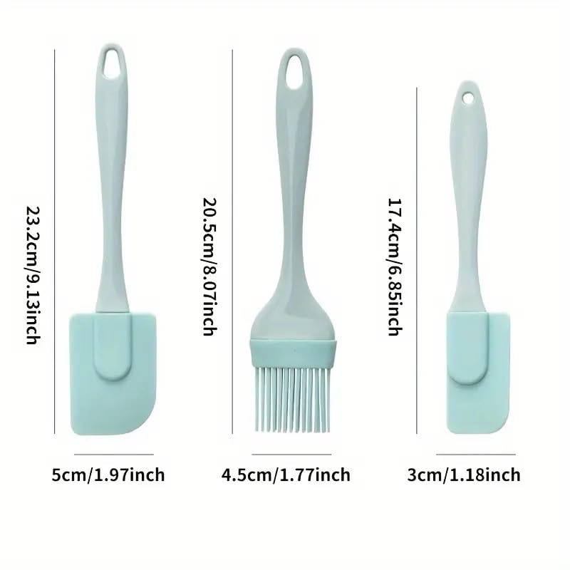 3pcs/set Food Grade Silicone Cake Spatula and Oil Brush and Cream Scraper and Sauce Brush, Baking Tool Set - color: Pink