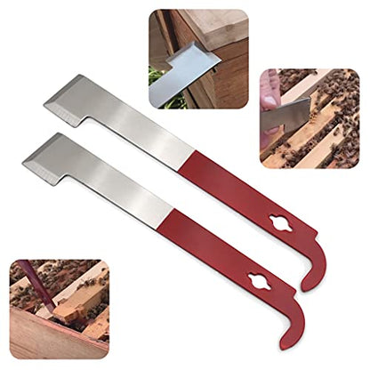 HTTMT- 2 Beekeeping Equipment Bee Hive Tool Stainless Steel Scraper J Hook Frame Lifter Patio Lawn & Garden Farm & Ranch Supplies [P/N: ET-TOOL033 X2-SR] - size: Pair