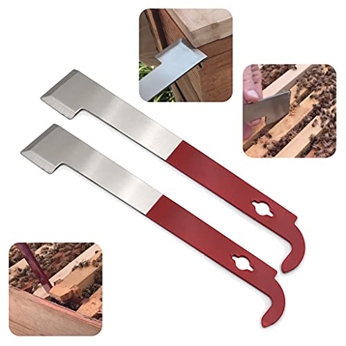 HTTMT- 2 Beekeeping Equipment Bee Hive Tool Stainless Steel Scraper J Hook Frame Lifter Patio Lawn & Garden Farm & Ranch Supplies [P/N: ET-TOOL033 X2-SR] - size: Pair