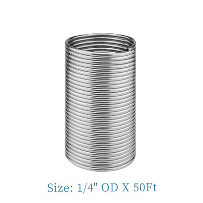 Vigorous Wort Chiller, 1/4" x 50 Ft Food Grade 304 Stainless Steel Coil, Water Chiller for Ice Bath Beer Brewing Tubing Coil, Stainless Steel Immersion Chiller - size: 1/4" x 50 Ft Wort Chiller