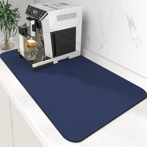 WISELIFE Coffee Mat Super Absorbent Dish Drying Mat Coffee Bar Accessories Large Drying Mats for Kitchen Counter 17" W x 30" L, Blue - color: Blue, size: 17" x 30"