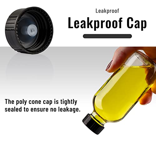 PINIWON 24 Pack 4 oz Clear Glass Bottles, 120ml Boston Round Sample Bottles with Black Poly Cone Caps, Labels, Funnels and Brush - color: Clear-24 pack