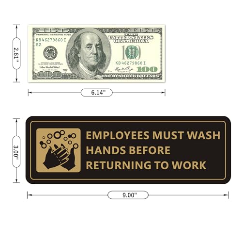 (4 PACK) Wash Rinse Sanitize Sink Labels Signs Stickers with Employees Must Wash Hands Sign, Self-adhesive Waterproof Aluminum Metal Sign for Restaurant Kitchen Sinks (Black/Gold, 9" x 3") - color: Black/Gold, size: 9" x 3"