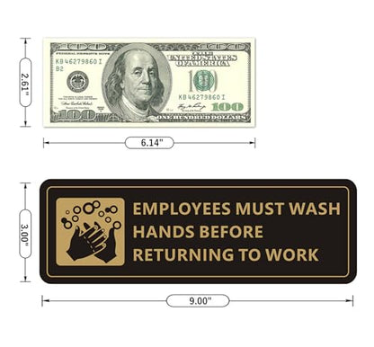 (4 PACK) Wash Rinse Sanitize Sink Labels Signs Stickers with Employees Must Wash Hands Sign, Self-adhesive Waterproof Aluminum Metal Sign for Restaurant Kitchen Sinks (Black/Gold, 9" x 3") - color: Black/Gold, size: 9" x 3"