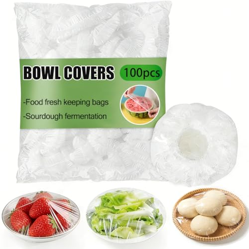 100 Pcs Plastic Bowl Covers for Bread Proofing, bulk fermentation bowl with cover, Large Elastic disposable Wrap for Food,Storage Baking Rising Keep Food Fresh,Safe materials