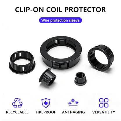 8 Pcs Cable Grommets, 2-3/8" (60 mm) Cable Snap Bushing Grommets, Black Snap Bushing Grommet Kit, Round Nylon Snap in Locking Electrical Wire Cord Grommet Set for Wiring Hose Tubing Knockout - size: 60mm