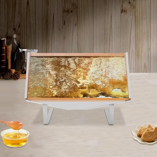 Honeycomb Frame Display Stand, 15.75" x 8.66" Height Adjustable Stainless Steel Honey Uncapping Holder, Beehive Frame Uncapping Tray for Beekeeping Restaurants Bakeries Catering