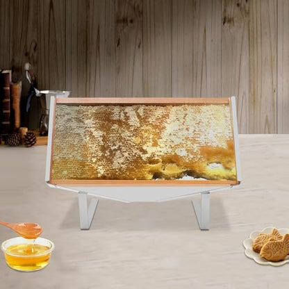Honeycomb Frame Display Stand, 15.75" x 8.66" Height Adjustable Stainless Steel Honey Uncapping Holder, Beehive Frame Uncapping Tray for Beekeeping Restaurants Bakeries Catering